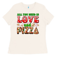 Bone all you need is love and pizza Ladies Tee - AdoDesignShop