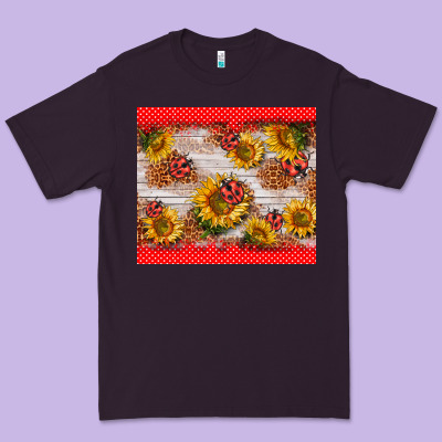 Ladybug Sunflower Premium Tee Designed By Barkaloodesign