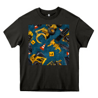 Asphalt construction vehicles seamless pattern Heavy Core Tee - BundleAndBundleShop