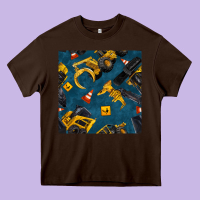 Construction Vehicles Seamless Pattern Heavy Core Tee Designed By Bundleandbundleshop