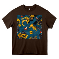 Chocolate Brown construction vehicles seamless pattern Heavy Core Tee - BundleAndBundleShop