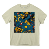 Mossy construction vehicles seamless pattern Heavy Core Tee - BundleAndBundleShop