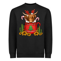Hot Coco Christmas Highland Cow Heavyweight Sweatshirt | Teevron
