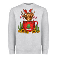 Heather Grey hot coco christmas highland cow Heavyweight Sweatshirt - Jasminsmagicworld