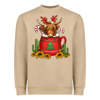 Mushroom hot coco christmas highland cow Heavyweight Sweatshirt - Jasminsmagicworld