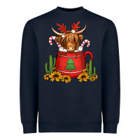 Navy hot coco christmas highland cow Heavyweight Sweatshirt - Jasminsmagicworld
