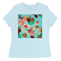 Baby Blue summer vibes seamless pattern Ladies Tee - BundleAndBundleShop