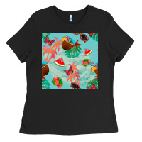 Black summer vibes seamless pattern Ladies Tee - BundleAndBundleShop