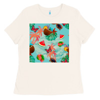 Bone summer vibes seamless pattern Ladies Tee - BundleAndBundleShop
