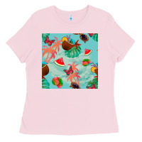 Bubblegum Pink summer vibes seamless pattern Ladies Tee - BundleAndBundleShop
