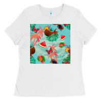 White summer vibes seamless pattern Ladies Tee - BundleAndBundleShop
