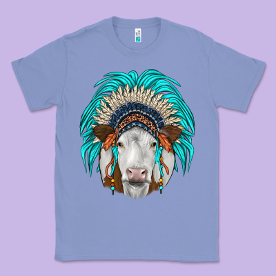 Simmental Indian Headdress Classic Tee Designed By Jahusdesignshop