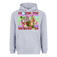 Heather Grey Easter eggs bunnys basket Heavyweight Hoodie - OliviaCreatesArt
