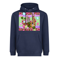 Navy Easter eggs bunnys basket Heavyweight Hoodie - OliviaCreatesArt