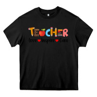 Black teacher love inspıre care wıth  and pen Heavy Core Tee - Artiststas
