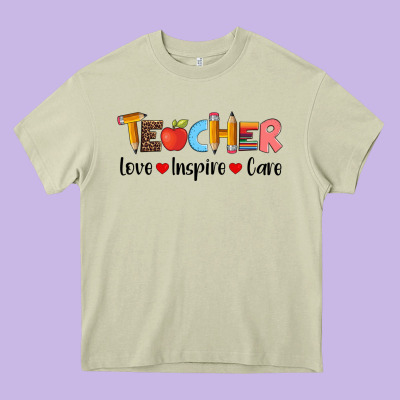 Teacher Love Inspıre Care Wıth  And Pen Heavy Core Tee Designed By Artiststas