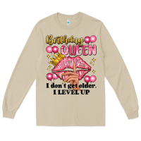 Mushroom birthday queen i dont get older i level up Long Sleeve Tee - Artiststas