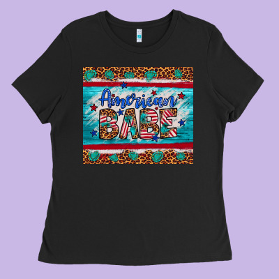 American Babe Leopard Gemstone Ladies Tee Designed By Artiststas