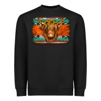 Black highland cow western background Heavyweight Sweatshirt - Jasminsmagicworld