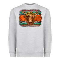 Heather Grey highland cow western background Heavyweight Sweatshirt - Jasminsmagicworld