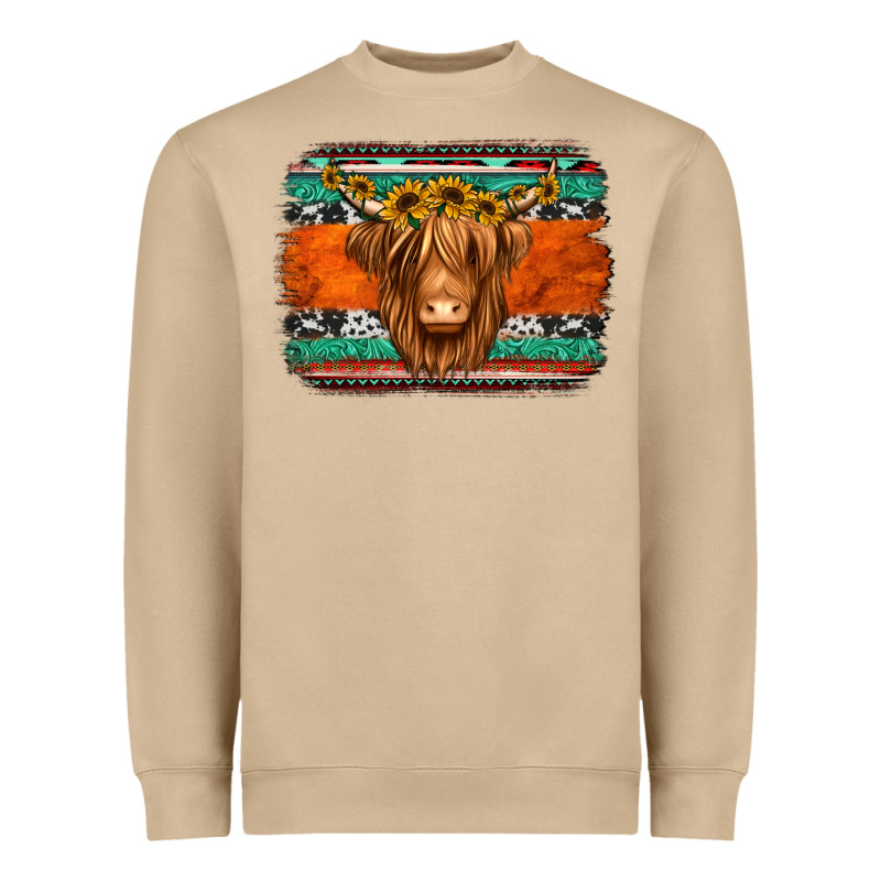 Highland Cow Western Background Heavyweight Sweatshirt by Jasminsmagicworld | Teevron