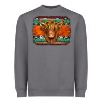 Storm highland cow western background Heavyweight Sweatshirt - Jasminsmagicworld