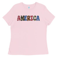 Bubblegum Pink america 4th of july Ladies Tee - Artiststas