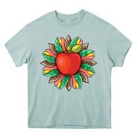 Arona teacher apple and sunflower with leopard and tooled leather Heavy Core Tee - Artiststas