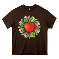 Chocolate Brown teacher apple and sunflower with leopard and tooled leather Heavy Core Tee - Artiststas