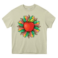 Mossy teacher apple and sunflower with leopard and tooled leather Heavy Core Tee - Artiststas
