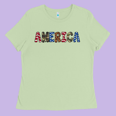 America 4th Of July Ladies Tee Designed By Artiststas