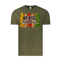 Vintage Olive merry christmas brushstrokes Vintage Tee - MaliasSmallBusiness