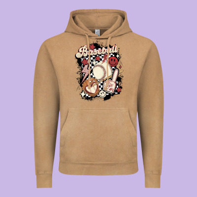 Checkered Retro Baseball Vintage Hoodie Designed By Maliassmallbusiness