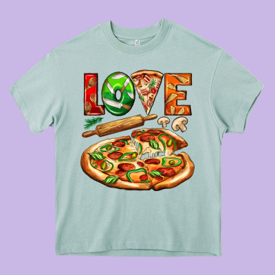 Love Pizza Heavy Core Tee Designed By Adodesignshop
