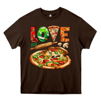 Chocolate Brown love pizza Heavy Core Tee - AdoDesignShop