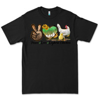 Black Peace Love Leghorn Chicken Premium Tee - LillyAllenDesigns