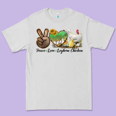 Peace Love Leghorn Chicken Premium Tee Designed By Lillyallendesigns