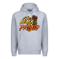 Heather Grey Black and proud Premium Hoodie - HowdyJamesFarm