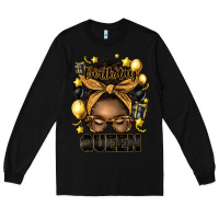 Black birthday queen afro messy bun Long Sleeve Tee - Artiststas