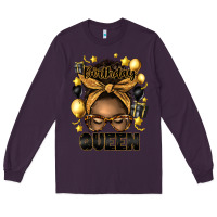 Plum birthday queen afro messy bun Long Sleeve Tee - Artiststas