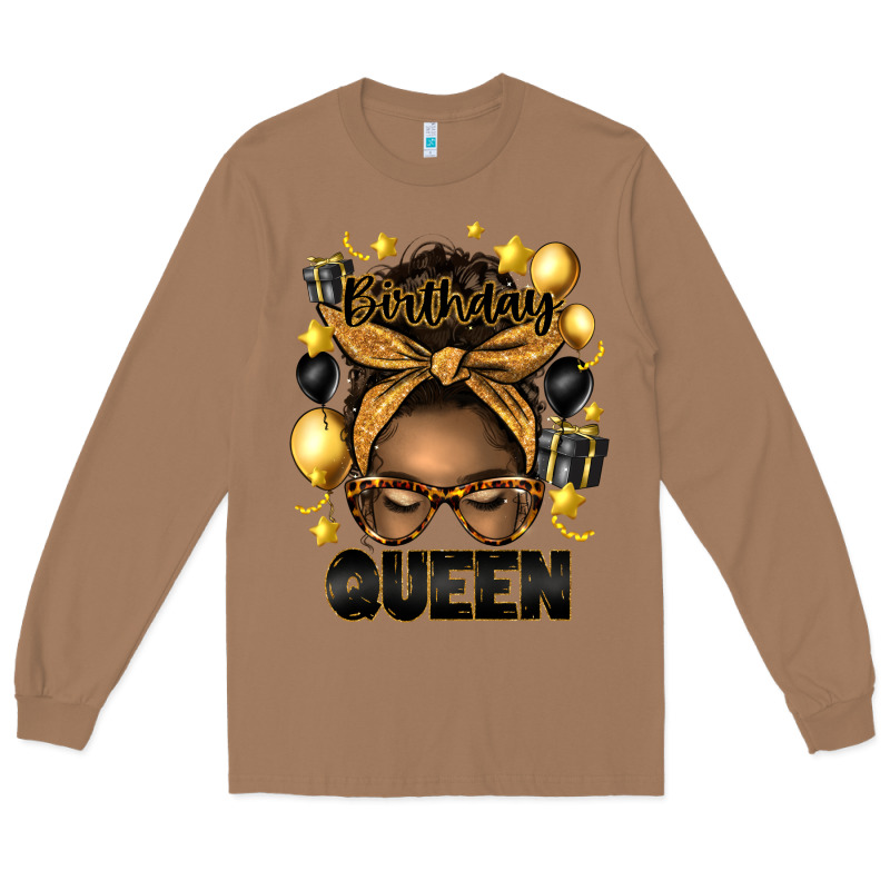 Birthday Queen Afro Messy Bun Long Sleeve Tee by Artiststas | Teevron