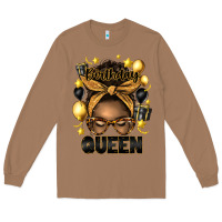 Toasted Coconut birthday queen afro messy bun Long Sleeve Tee - Artiststas