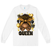 White birthday queen afro messy bun Long Sleeve Tee - Artiststas
