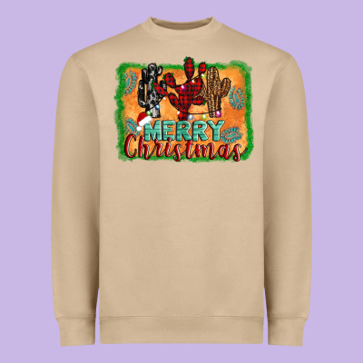 Merry Christmas Cactus Heavyweight Sweatshirt Designed By Jasminsmagicworld