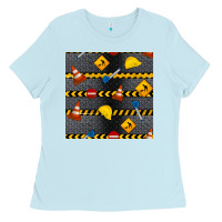 Baby Blue construction signs seamless pattern Ladies Tee - BundleAndBundleShop