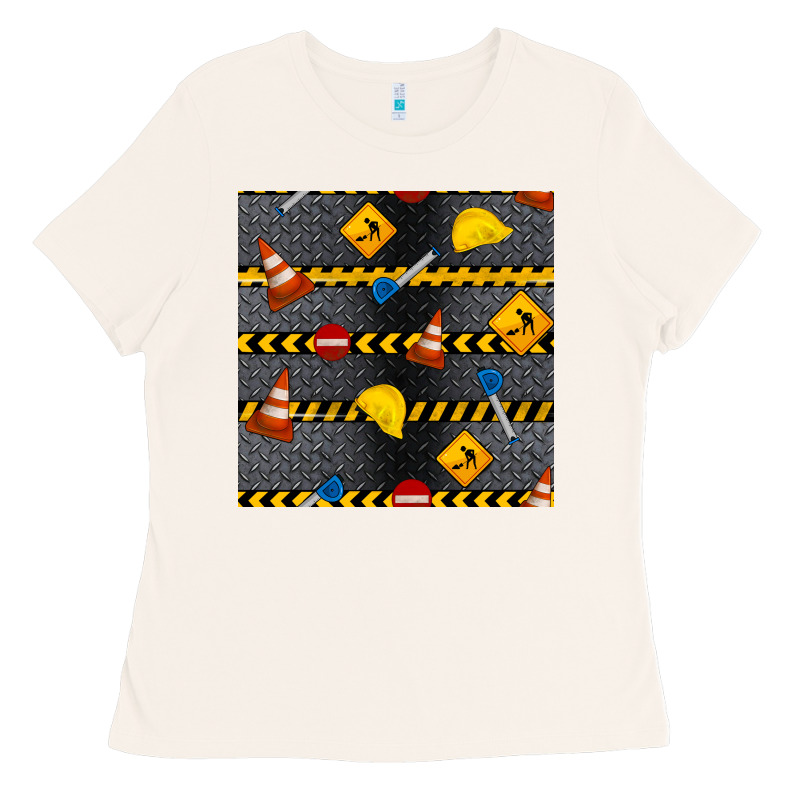 Construction Signs Seamless Pattern Ladies Tee by BundleAndBundleShop | Teevron