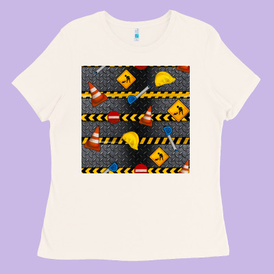 Construction Signs Seamless Pattern Ladies Tee Designed By Bundleandbundleshop