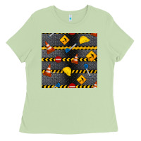 Matcha construction signs seamless pattern Ladies Tee - BundleAndBundleShop