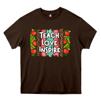 Chocolate Brown teach love inspire brushstroke with  and pen leopard Heavy Core Tee - Artiststas