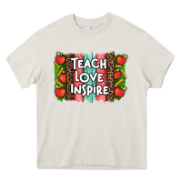 Cream teach love inspire brushstroke with  and pen leopard Heavy Core Tee - Artiststas